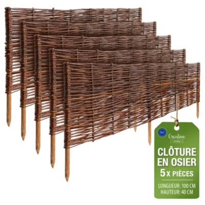 Creative Home Lot de 5 Bordures de Jardin en Saule 100 x 40 cm (+/- 1 cm) - Clôture Décorative, Bordure de Parterre et de Pelouse