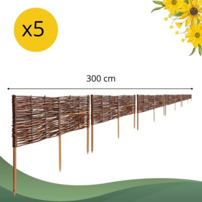 Creative Home Lot de 5 Bordures de Jardin en Saule 60 x 30 cm (+/- 1 cm) - Clôture Décorative, Bordure de Parterre et de Pelouse