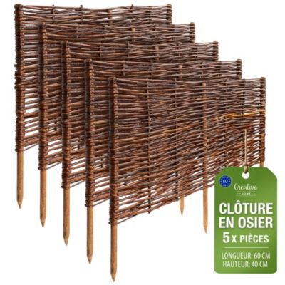 Creative Home Lot de 5 Bordures de Jardin en Saule 60 x 40 cm (+/- 1 cm) - Clôture Décorative, Bordure de Parterre et de Pelouse