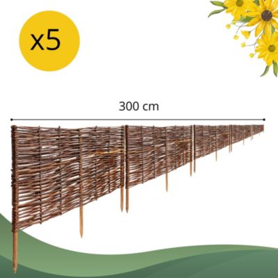 Creative Home Lot de 5 Bordures de Jardin en Saule 60 x 40 cm (+/- 1 cm) - Clôture Décorative, Bordure de Parterre et de Pelouse