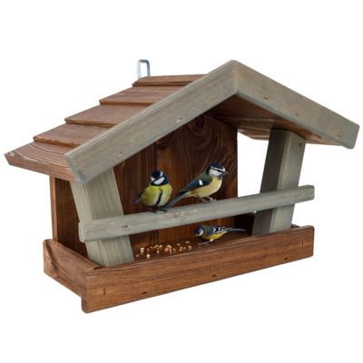 Creative Home Mangeoire À Oiseaux Vert Brun - Bois Durable Extérieur - Résistante À La Pluie - Pour Mésanges Moineaux