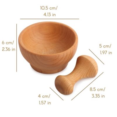 Mortier Et Pilon En Bois De Manguier Fait Main – Marron & Blanc, Dimensions 12x12x7 Cm – Pour épices, Cuisine
