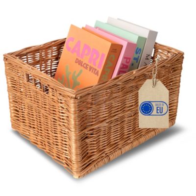 Creative Home Panier De Rangement En Osier 40 x 30 x 24 cm - Petit Panier Tressé Rectangulaire Pour Salle De Bain Cuisine Maison
