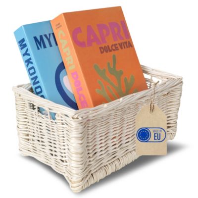 Creative Home Panier De Rangement En Osier Blanc 30 x 20 x 16 cm - Petit Panier Tressé Pour Salle De Bain Cuisine Maison