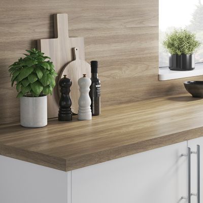 Crédence de cuisine aspect bois clair GoodHome Kala l. 200 cm x H. 60 cm x Ep. 3 mm