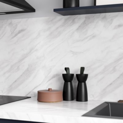 Crédence de cuisine aspect marbre blanc GoodHome Algiata l. 300 cm x H. 60 cm x Ep. 8 mm