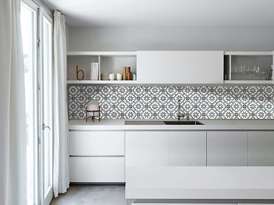 Crédence de cuisine auto-adhésive Caméléo imitation carrelage vert blanc l. 200 cm x H. 40 cm x ép. 0,2 mm