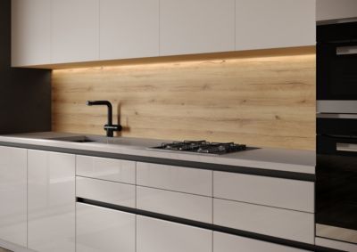 Crédence de cuisine décor bois naturel GoodHome Berberis l. 200 cm x h. 60 cm x ep. 8 mm