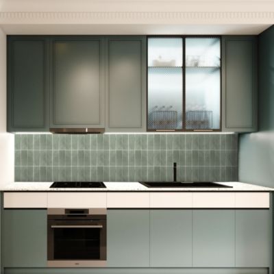 Crédence de cuisine décor Zellige vert l. 200 x H. 60 x Ep. 0,3 cm