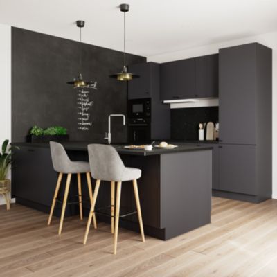 Crédence de cuisine effet pierre noir GoodHome Kala 300 x 60 cm