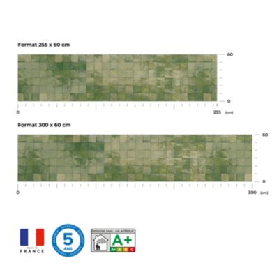 Crédence de cuisine effet Zellige vert brillant IDPanneaux L. 255 x H. 60 cm