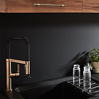 Crédence de cuisine noir mat et blanc mat GoodHome Berberis l. 200 cm x H. 60 cm x Ep. 3 mm