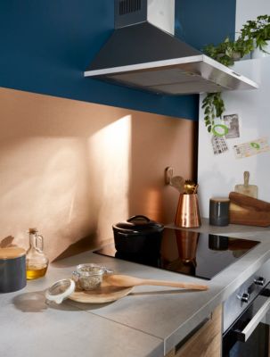 Crédence de cuisine réversible GoodHome cuivre et inox l. 200 cm x H. 60 cm x Ep. 3 mm