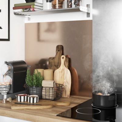 Crédence de cuisine réversible GoodHome cuivre et inox l. 200 cm x H. 60 cm x Ep. 3 mm