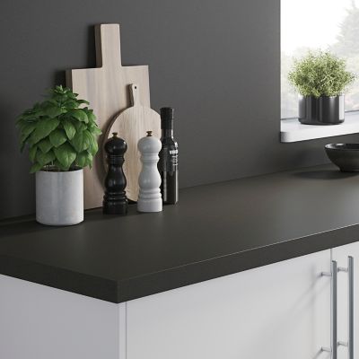 Crédence de cuisine zinc anthracite et gris titanium GoodHome Berberis l. 200 cm x H. 60 cm x Ep. 3 mm