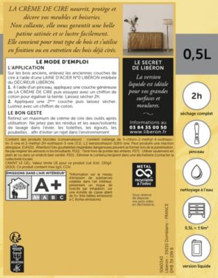 Crème de cire meubles et boiseries liquide Libéron incolore 500ml