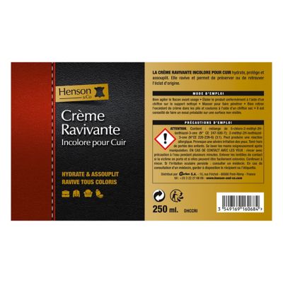Crème ravivante cuir incolore Henson & Co 250ml