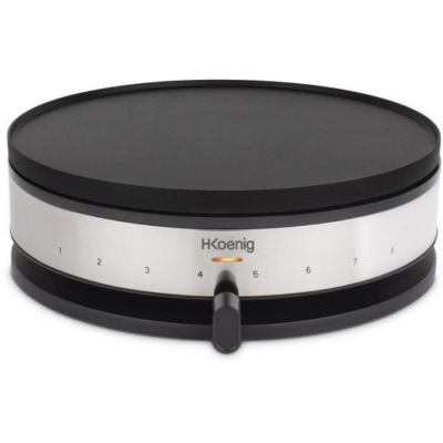 Crepiere Electrique  HKoeNIG - KREP56 - Plaque réversible amovible - Surface de cuisson 33 cm - 1500W - Noir/Acier