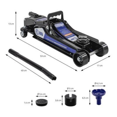Cric de manœuvre 2,5T de voiture hauteur de 80-360 mm avec 2 supports caoutchouc