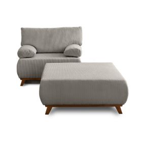 Cristal - fauteuil - convertible avec coffre et grand pouf - en velours côtelé - Best Mobilier