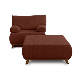 Cristal - fauteuil - convertible avec coffre et grand pouf - en velours côtelé - Best Mobilier