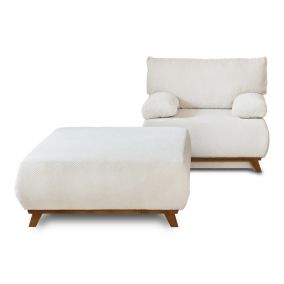 Cristal - fauteuil - convertible avec coffre et grand pouf - en velours texturé - Best Mobilier