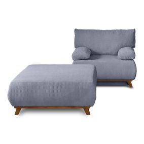 Cristal - fauteuil - convertible avec coffre et grand pouf - en velours texturé - Best Mobilier