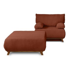 Cristal - fauteuil - convertible avec coffre et grand pouf - en velours texturé - Best Mobilier