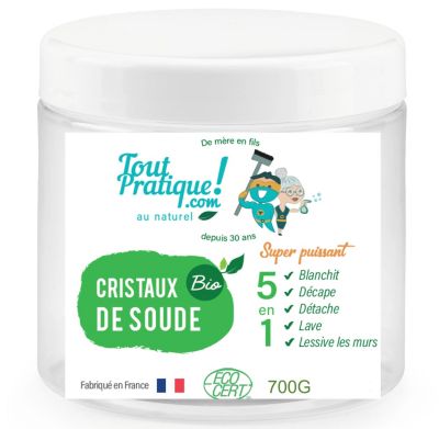 Cristaux de Soude Bio 700g en Pot Réutilisable Qualité Supérieure Naturel Français