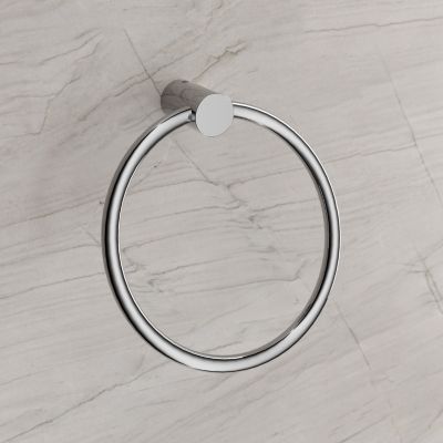 Crochet anneau porte serviette mural rond Chrome 18x10cm (LxP) design acier inox - Série OLA