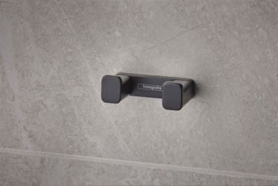 Crochet double porte serviettes noir mat Addstoris Hansgrohe