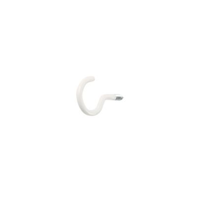 Crochet rond à visser en acier plastifié blanc 30x17 mm - 4 pièces