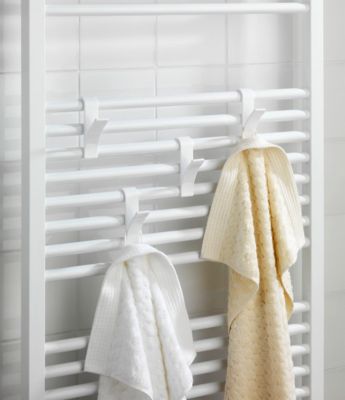 Patère crochet radiateur sèche serviette, 4 crochets porte serviette,  plastique, 19,7x6,2x6 cm, blanc - Cdiscount Maison