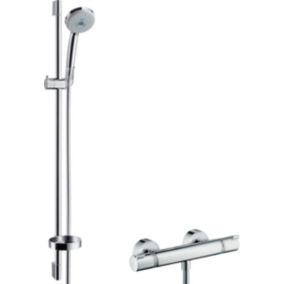 Croma 100 Set de douche complet Mitigeur Thermostatique + Douchette 3 jets, Chrome (27085000)