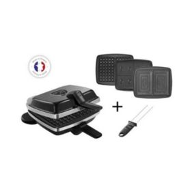 Croque-gaufre-gaufrettes 3 plaques 1000w noir Lagrange 039624