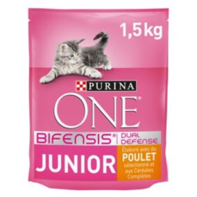 Croquettes pour chat junior One Junior poulet et céréales complètes 1,5kg