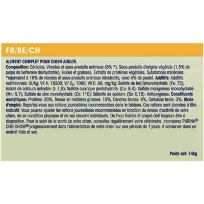 Croquettes pour chien adulte Dog Chow complet/classic au poulet 14kg