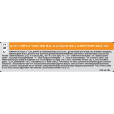 Croquettes pour chien Pro Plan Large Athletic Adult riche en poulet et riz 14kg