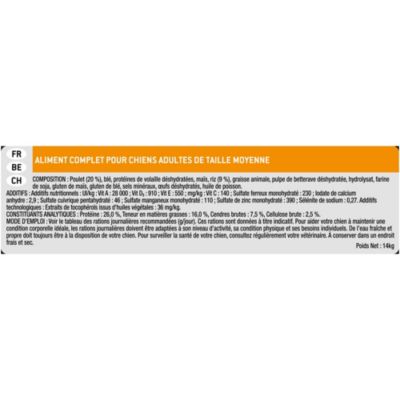 Croquettes pour chien Pro Plan Medium Adult riche en poulet et riz 14kg