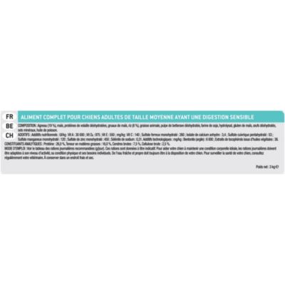 Croquettes pour chien Pro Plan Medium Adult Sensitive Digestion riche en agneau et riz 3kg