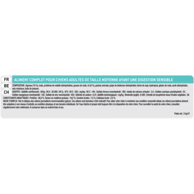 Croquettes pour chien Pro Plan Medium Adult Sensitive Digestion riche en agneau et riz 3kg