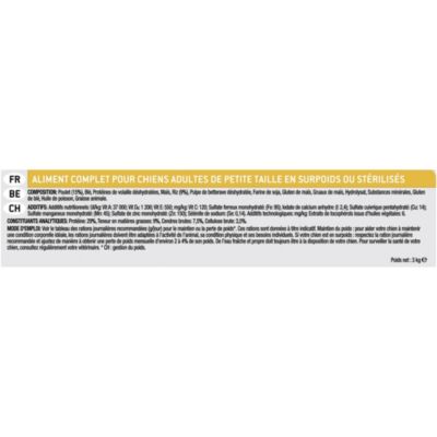 Croquettes pour chien Pro Plan Small & Mini adult Light Sterilised riche en poulet et riz 3kg