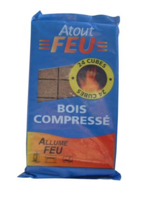 Cube allume-feu Kibros en bois compressé sachet de 24 cubes