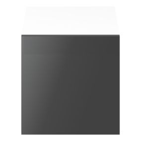 Cube de rangement blanc avec porte anthracite brillant GoodHome Atomia H. 37,5 x L. 37,5 x P. 37 cm