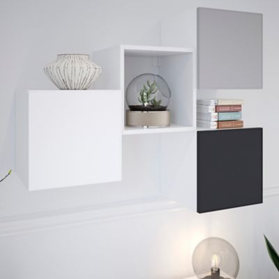 C&AHOME Organiseur De Rangement Cube Avec Portes, étagères à 9 Cubes, Armoire De Placard, étagère Modulaire En Plastique à Monter Soi-même, Idéale
