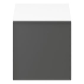 Cube de rangement blanc avec porte anthracite mat GoodHome Atomia H. 37,5 x L. 37,5 x P. 37 cm