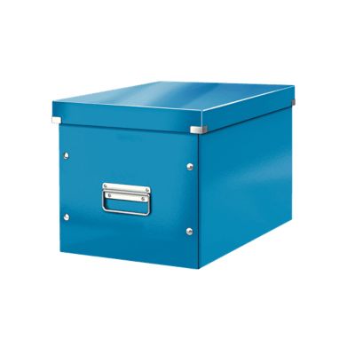 Cube de rangement en Carton avec couvercle Grand Format L - Bleu