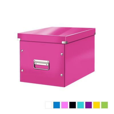 Cube de rangement en Carton avec couvercle Grand Format L - Rose