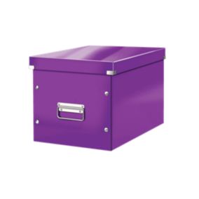 Cube de rangement en Carton avec couvercle Grand Format L - Violet