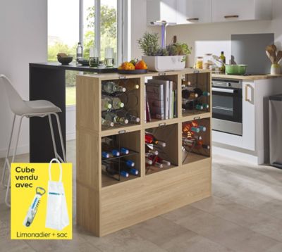 Cube range-bouteilles alvéoles Compactor + Limonadier et sac